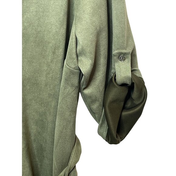J for Justify Womens 3X Faux Suede Tunic Top Button Front Belted Casual Plus - Picture 5 of 13
